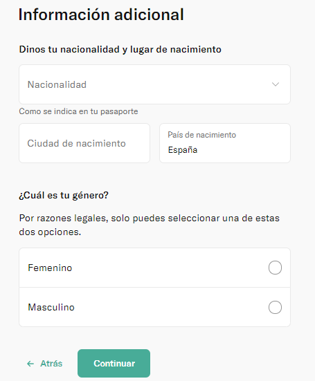 Formulario de registro en N26