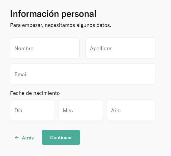 Completa tu información personal para empezar en N26