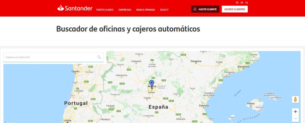 Buscar cajeros Santander