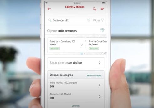Ubicar cajero Santander en App móvil