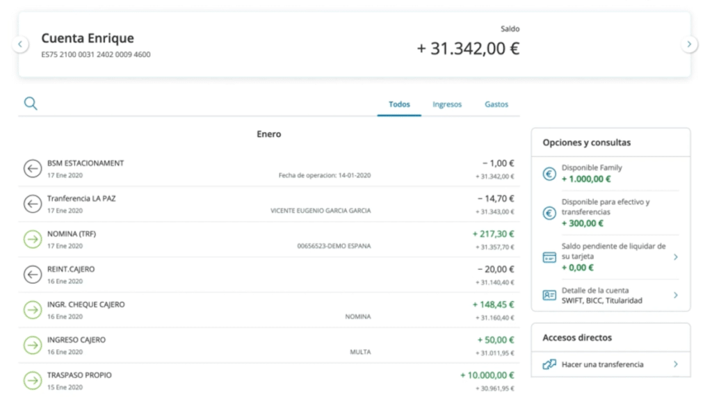 Extractos de cuentas CaixaBank