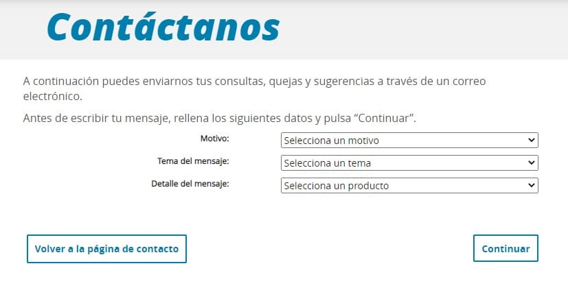 Formulario de contacto CaixaBank